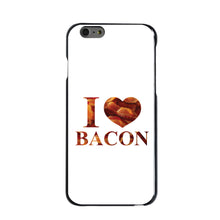 DistinctInk® Hard Plastic Snap-On Case for Apple iPhone or Samsung Galaxy - White Bacon Writing I Heart Bacon