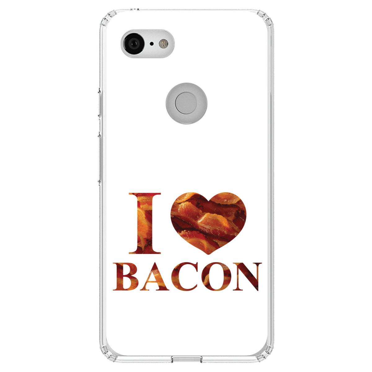 White Bacon Writing I Heart Bacon Clear Shockproof iPhone Case, view 22