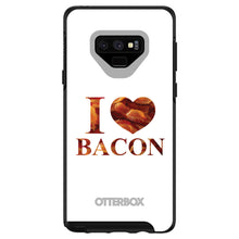 DistinctInk™ OtterBox Symmetry Series Case for Apple iPhone / Samsung Galaxy / Google Pixel - White Bacon Writing I Heart Bacon