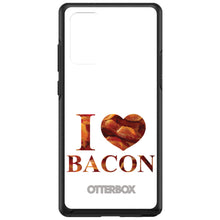 DistinctInk™ OtterBox Symmetry Series Case for Apple iPhone / Samsung Galaxy / Google Pixel - White Bacon Writing I Heart Bacon