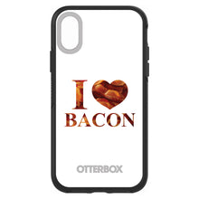 DistinctInk™ OtterBox Symmetry Series Case for Apple iPhone / Samsung Galaxy / Google Pixel - White Bacon Writing I Heart Bacon