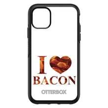 DistinctInk™ OtterBox Symmetry Series Case for Apple iPhone / Samsung Galaxy / Google Pixel - White Bacon Writing I Heart Bacon