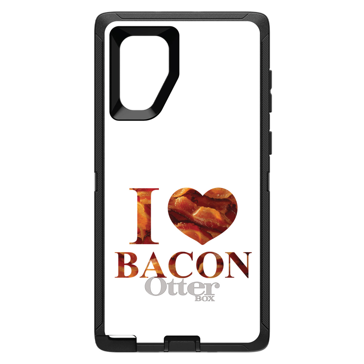 White Bacon Writing I Heart Bacon OtterBox Defender Case for iPhone & Galaxy, view 12