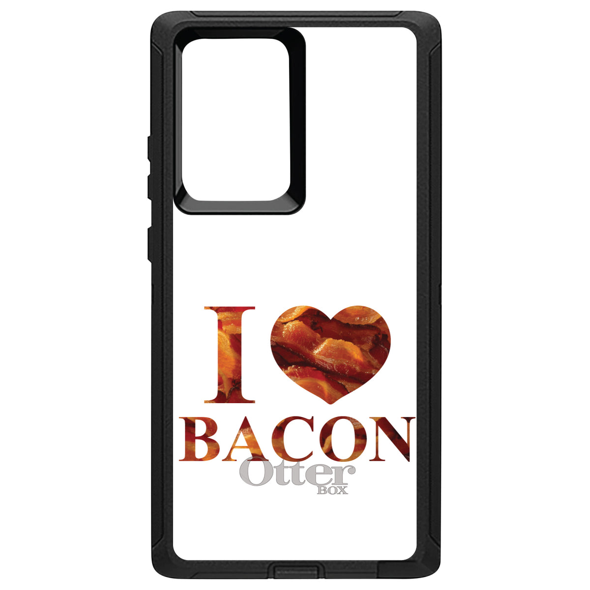 White Bacon Writing I Heart Bacon OtterBox Defender Case for iPhone & Galaxy, view 10