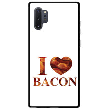 DistinctInk® Hard Plastic Snap-On Case for Apple iPhone or Samsung Galaxy - White Bacon Writing I Heart Bacon