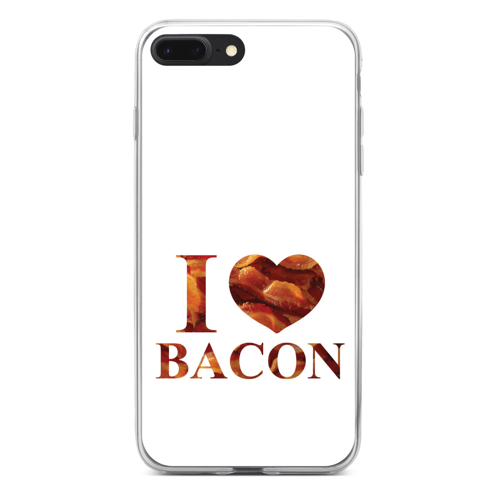 White Bacon Writing I Heart Bacon Clear Shockproof iPhone Case, view 6