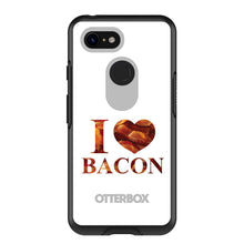 DistinctInk™ OtterBox Symmetry Series Case for Apple iPhone / Samsung Galaxy / Google Pixel - White Bacon Writing I Heart Bacon