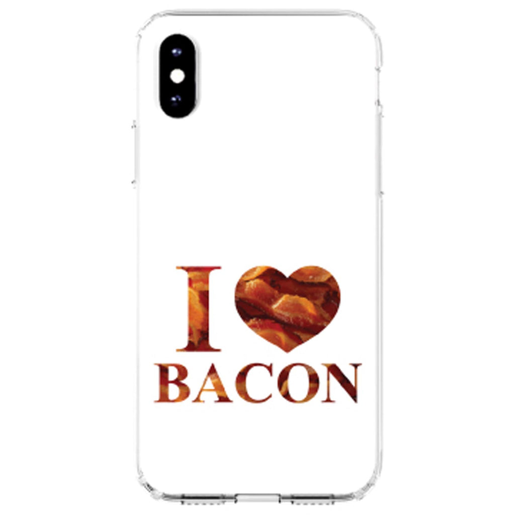 White Bacon Writing I Heart Bacon Clear Shockproof iPhone Case, view 3