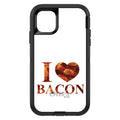 White Bacon Writing I Heart Bacon OtterBox Defender Case for iPhone & Galaxy, view 2