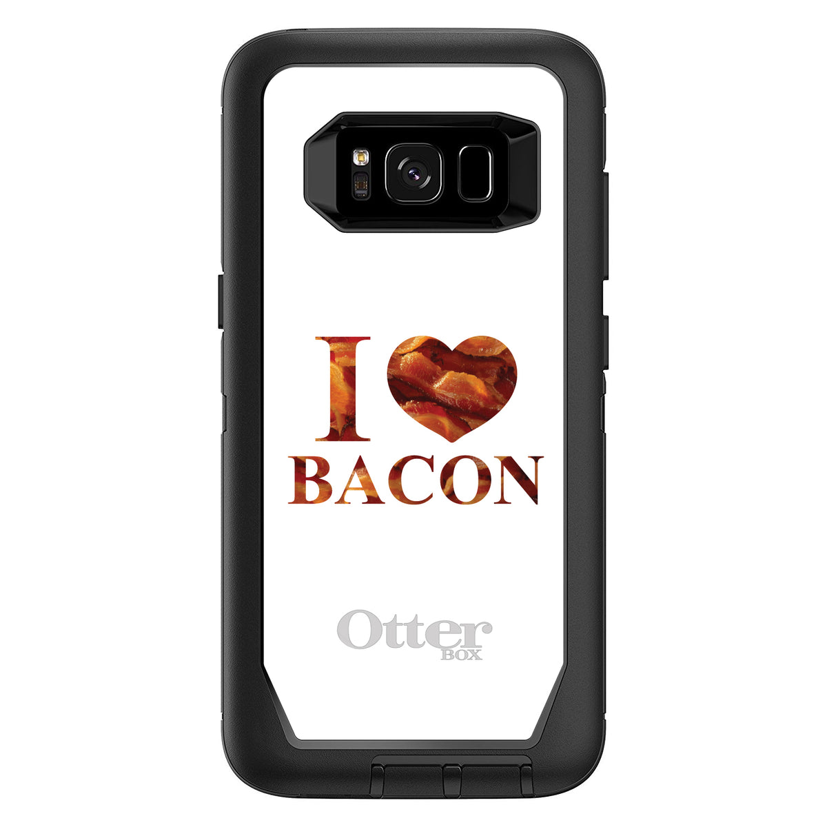 White Bacon Writing I Heart Bacon OtterBox Defender Case for iPhone & Galaxy, view 9