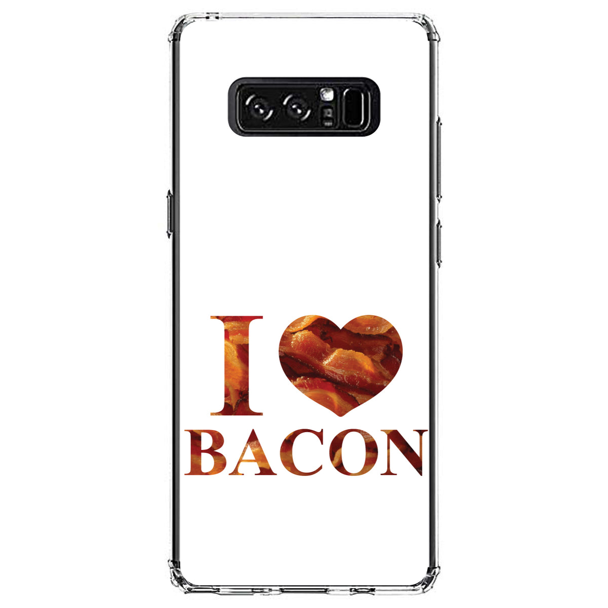 White Bacon Writing I Heart Bacon Clear Shockproof iPhone Case, view 12