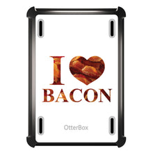 DistinctInk™ OtterBox Defender Series Case for Apple iPad / iPad Pro / iPad Air / iPad Mini - White Bacon Writing I Heart Bacon
