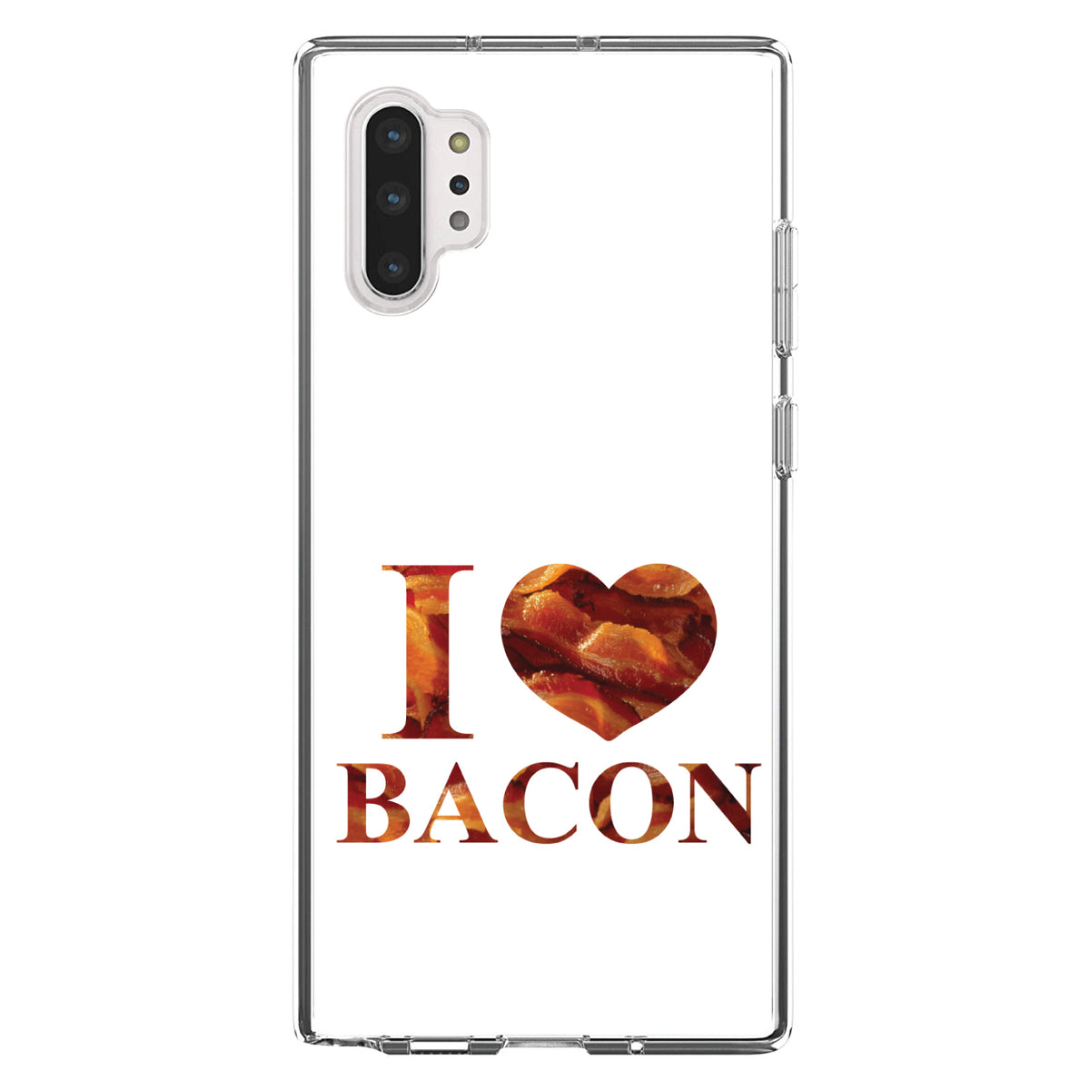 White Bacon Writing I Heart Bacon Clear Shockproof iPhone Case, view 10