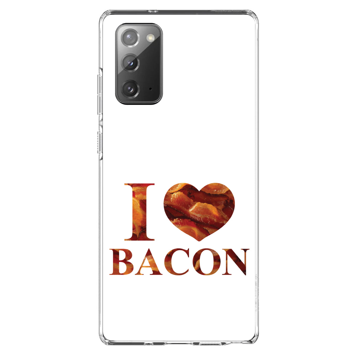 White Bacon Writing I Heart Bacon Clear Shockproof iPhone Case, view 7