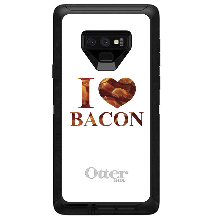 White Bacon Writing I Heart Bacon OtterBox Defender Case for iPhone & Galaxy, view 13