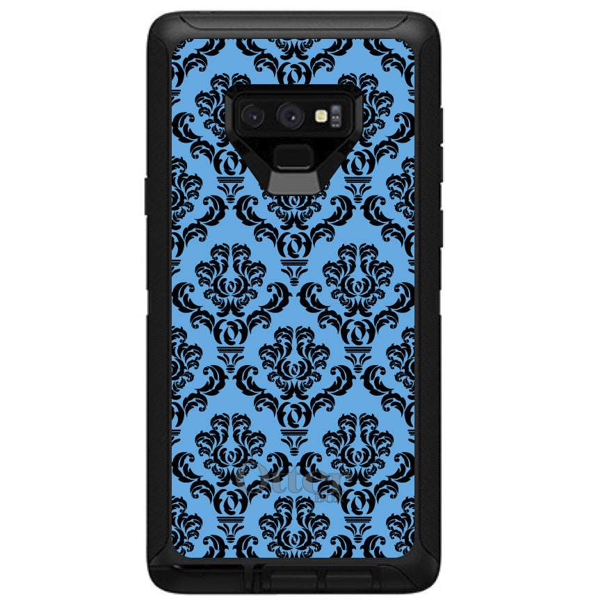 Blue Black Damask Pattern OtterBox Defender Case for iPhone & Galaxy, view 13