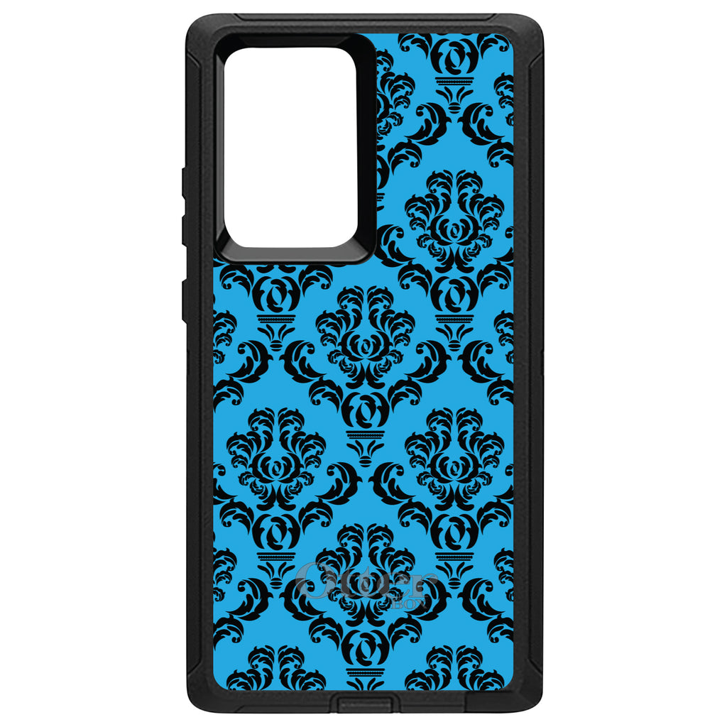 Blue Black Damask Pattern OtterBox Defender Case for iPhone & Galaxy, view 10