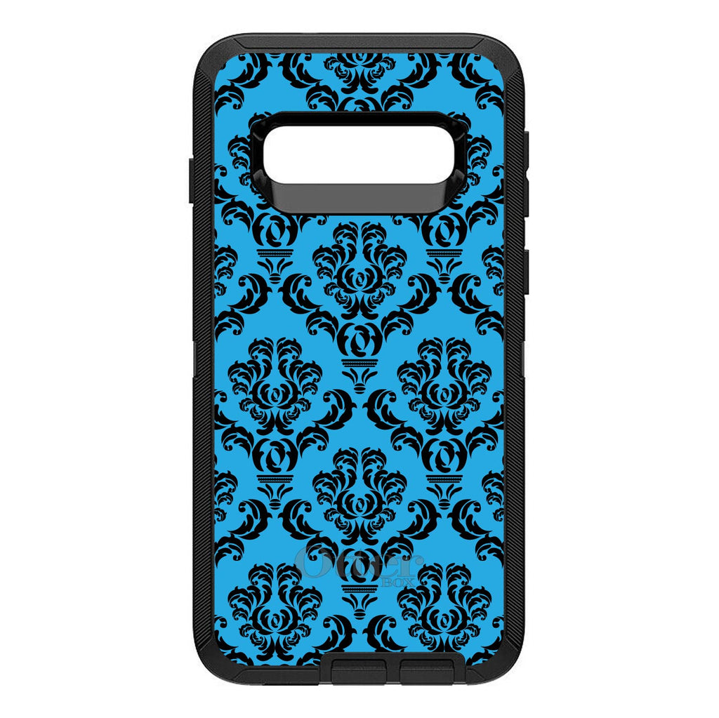 Blue Black Damask Pattern OtterBox Defender Case for iPhone & Galaxy, view 6