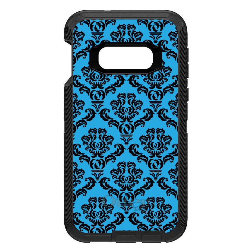 Blue Black Damask Pattern OtterBox Defender Case for iPhone & Galaxy, view 7