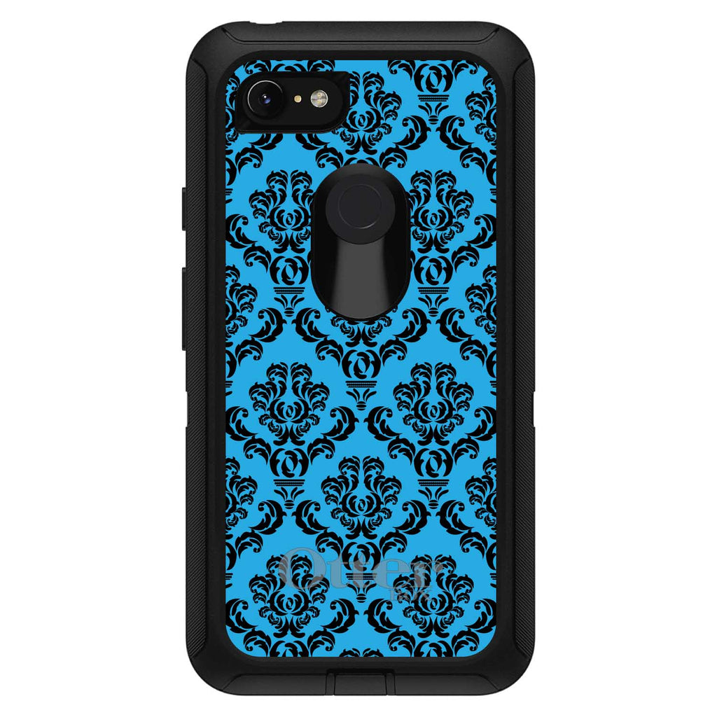 Blue Black Damask Pattern OtterBox Defender Case for iPhone & Galaxy, view 15