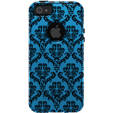 DistinctInk™ OtterBox Commuter Series Case for Apple iPhone or Samsung Galaxy - Blue Black Damask Pattern
