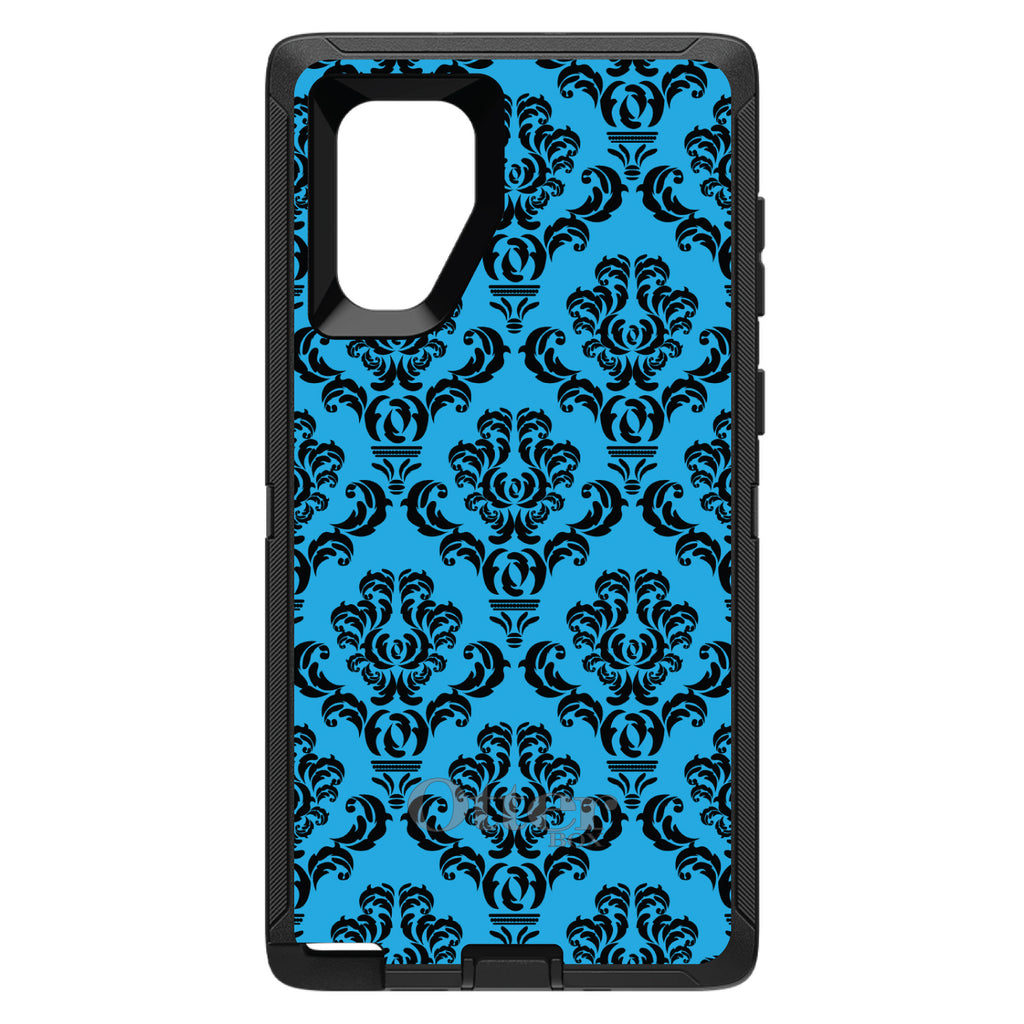 Blue Black Damask Pattern OtterBox Defender Case for iPhone & Galaxy, view 12