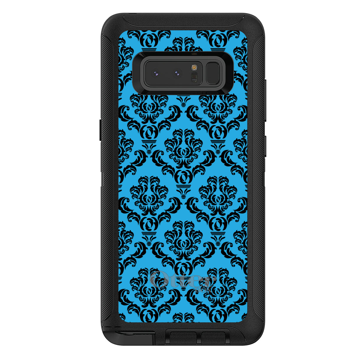 Blue Black Damask Pattern OtterBox Defender Case for iPhone & Galaxy, view 14