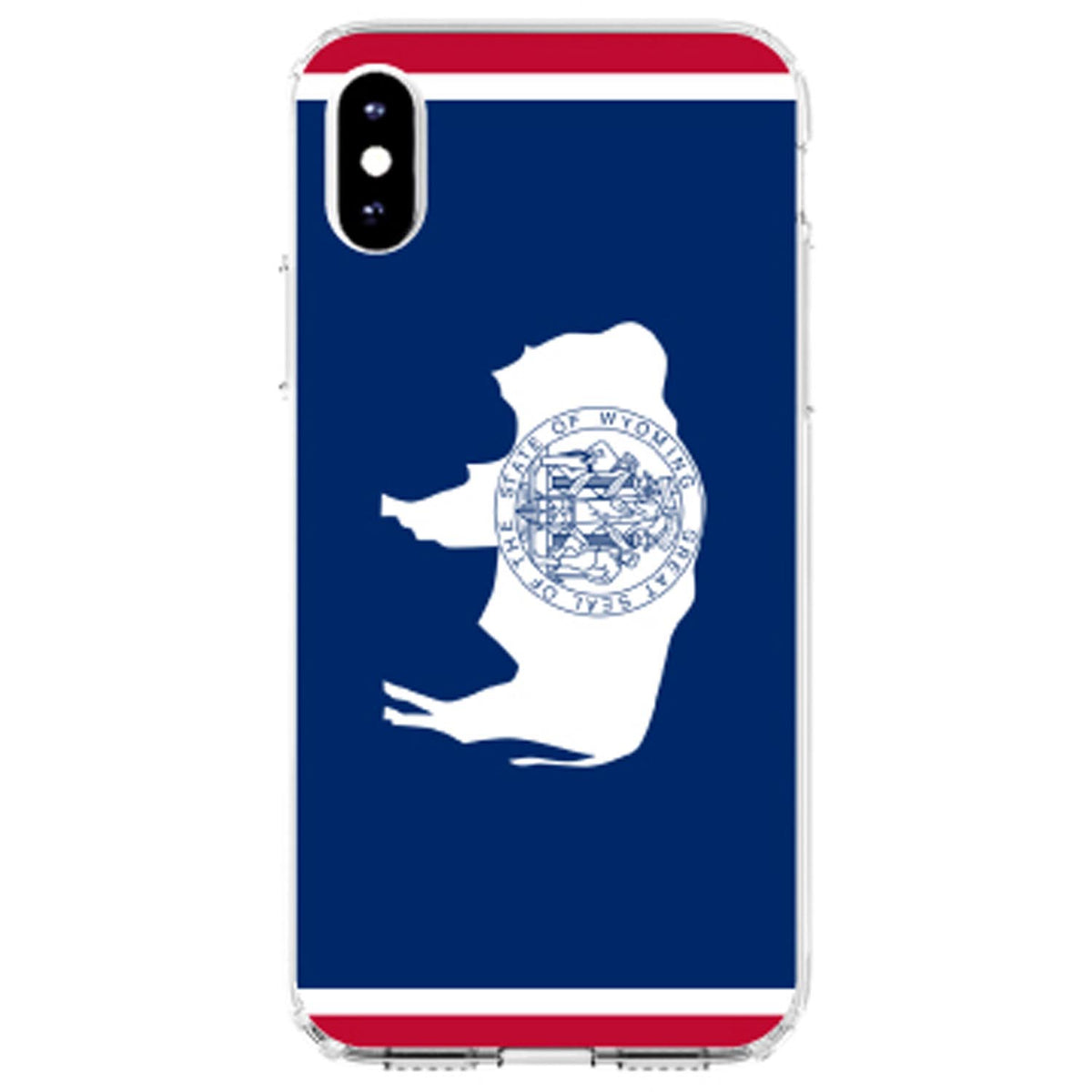 Wyoming State Flag Clear Shockproof iPhone Case, view 2