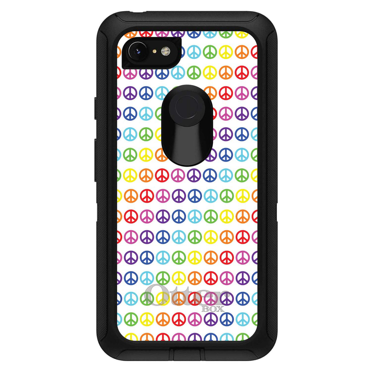 White Rainbow Peace Signs OtterBox Defender Case for iPhone & Galaxy, view 18