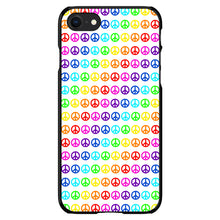 DistinctInk® Hard Plastic Snap-On Case for Apple iPhone or Samsung Galaxy - White Rainbow Peace Signs