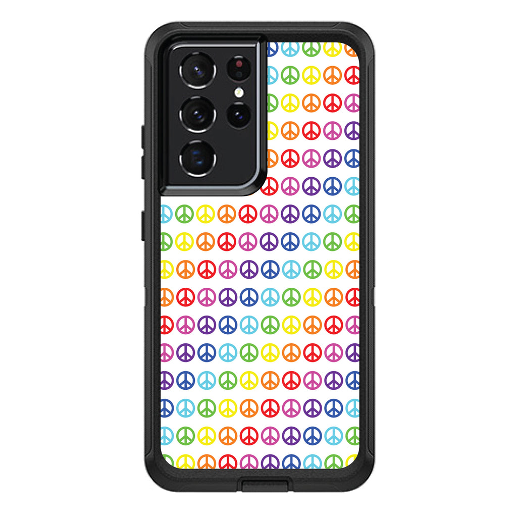 White Rainbow Peace Signs OtterBox Defender Case for iPhone & Galaxy, view 7
