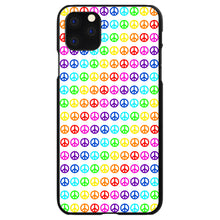 DistinctInk® Hard Plastic Snap-On Case for Apple iPhone or Samsung Galaxy - White Rainbow Peace Signs