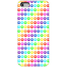 DistinctInk® Hard Plastic Snap-On Case for Apple iPhone or Samsung Galaxy - White Rainbow Peace Signs