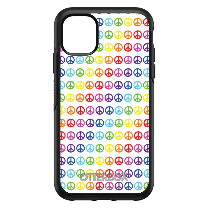 DistinctInk™ OtterBox Symmetry Series Case for Apple iPhone / Samsung Galaxy / Google Pixel - White Rainbow Peace Signs