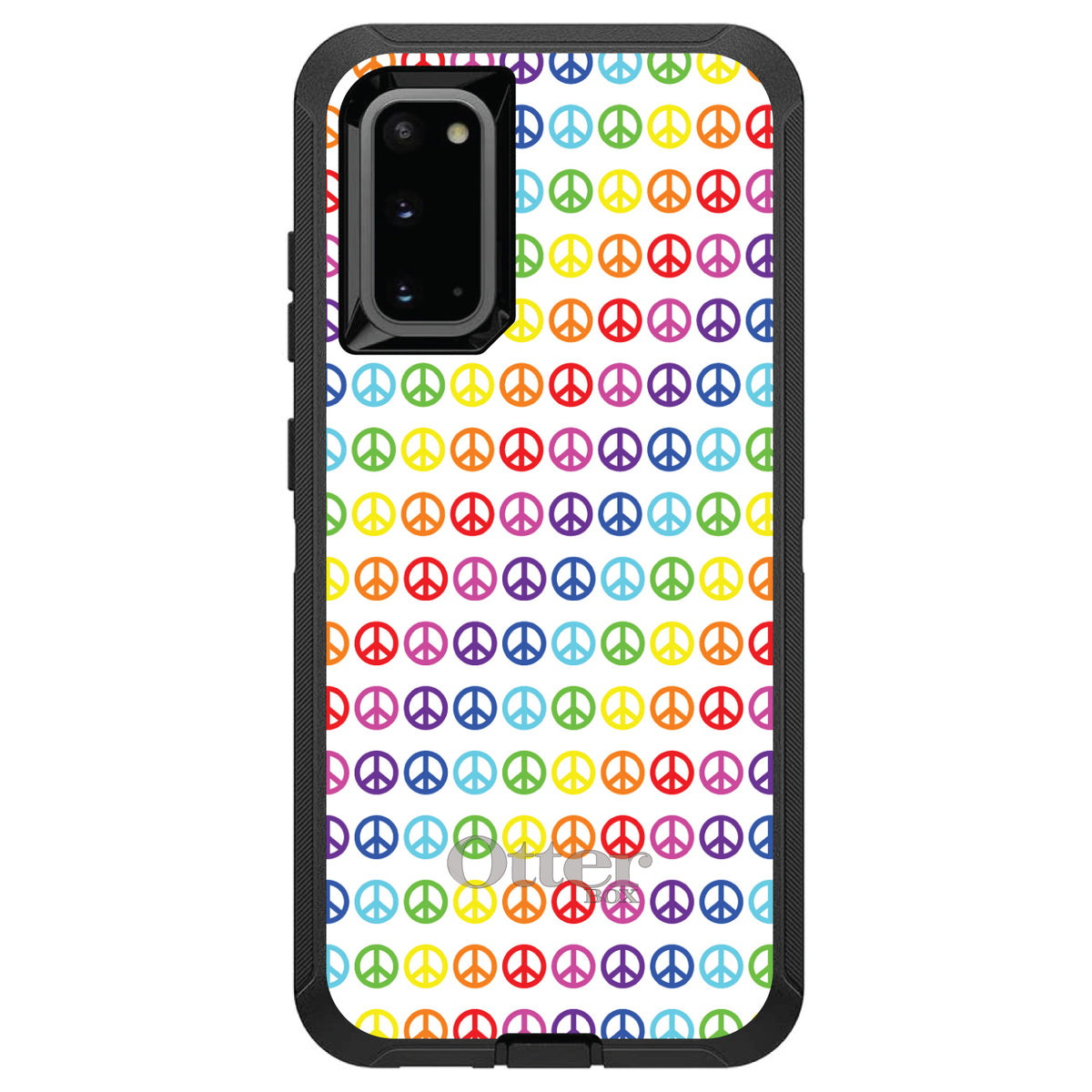 White Rainbow Peace Signs OtterBox Defender Case for iPhone & Galaxy, view 8