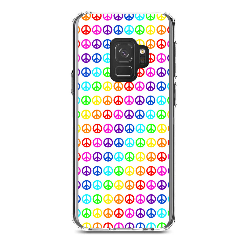 White Rainbow Peace Signs Clear Shockproof iPhone Case, view 19