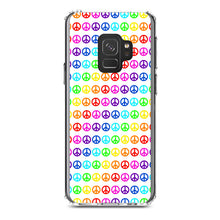 DistinctInk® Clear Shockproof Hybrid Case for Apple iPhone / Samsung Galaxy / Google Pixel - White Rainbow Peace Signs