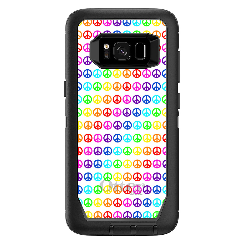 White Rainbow Peace Signs OtterBox Defender Case for iPhone & Galaxy, view 12