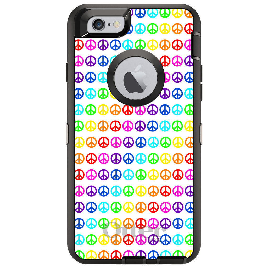 White Rainbow Peace Signs OtterBox Defender Case for iPhone & Galaxy, view 4