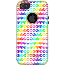 DistinctInk™ OtterBox Commuter Series Case for Apple iPhone or Samsung Galaxy - White Rainbow Peace Signs