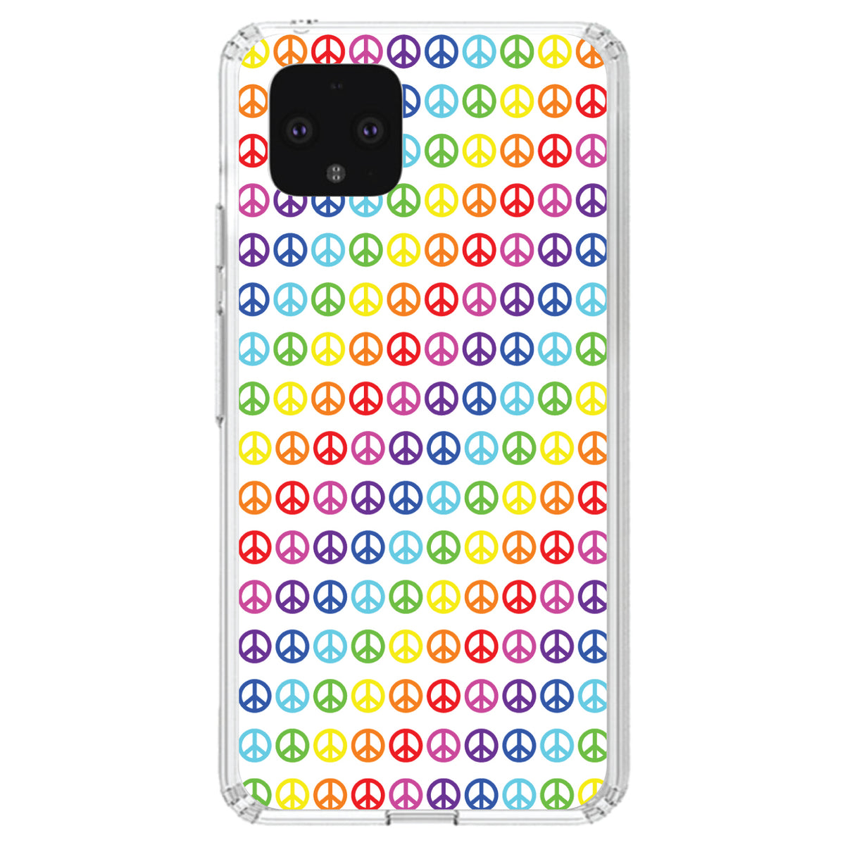 White Rainbow Peace Signs Clear Shockproof iPhone Case, view 23