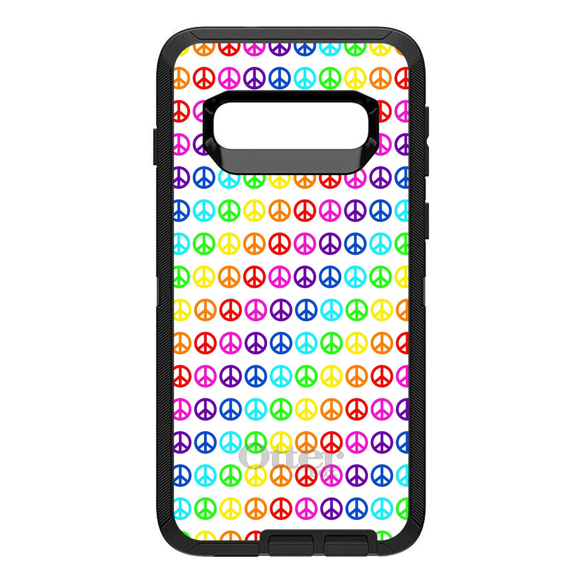 White Rainbow Peace Signs OtterBox Defender Case for iPhone & Galaxy, view 9