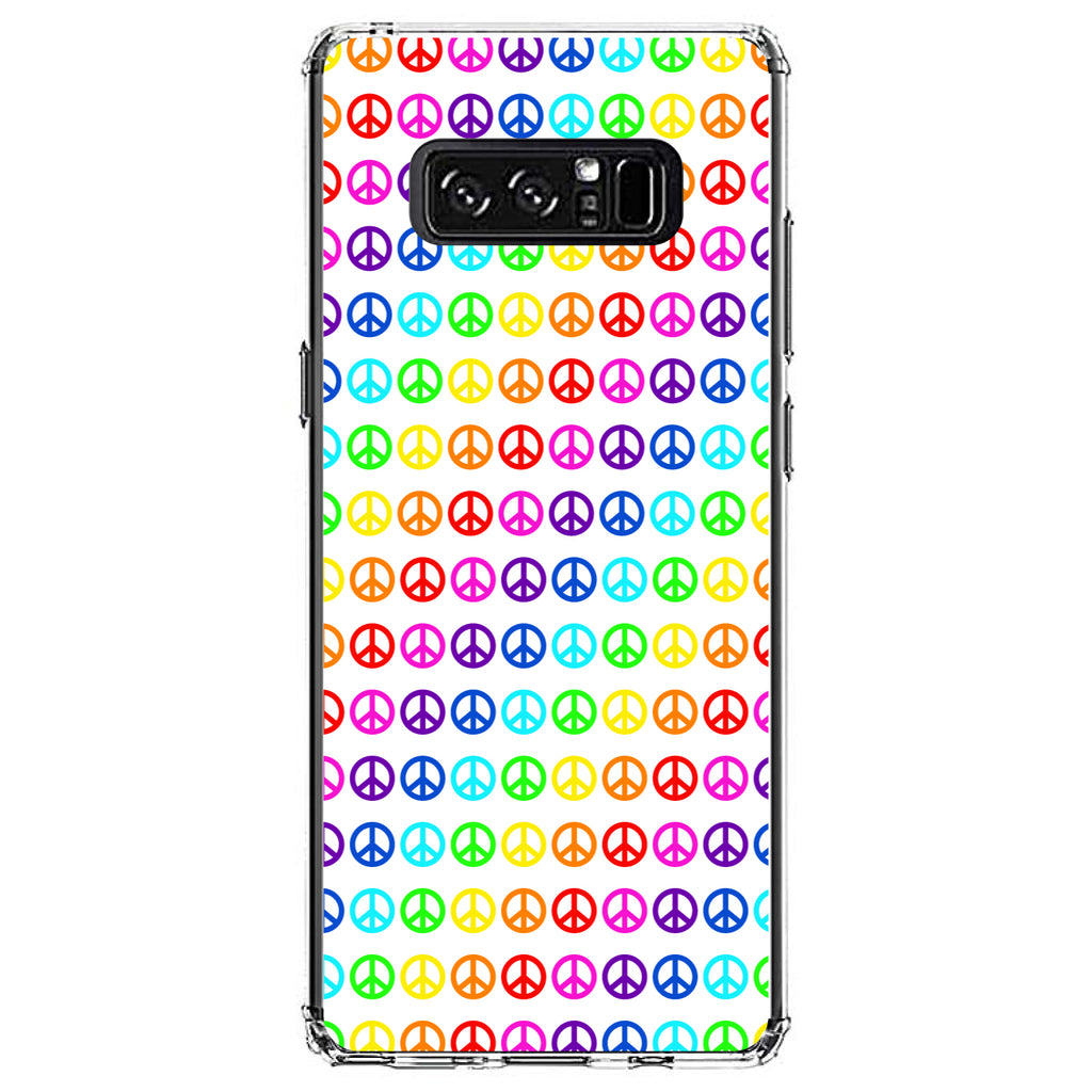 White Rainbow Peace Signs Clear Shockproof iPhone Case, view 12