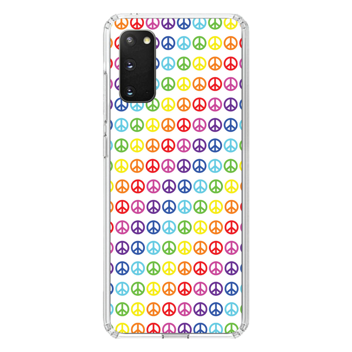 White Rainbow Peace Signs Clear Shockproof iPhone Case, view 14