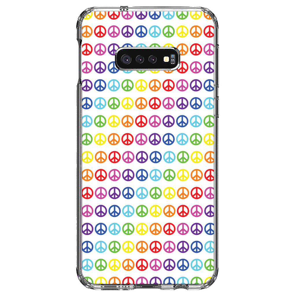 White Rainbow Peace Signs Clear Shockproof iPhone Case, view 18