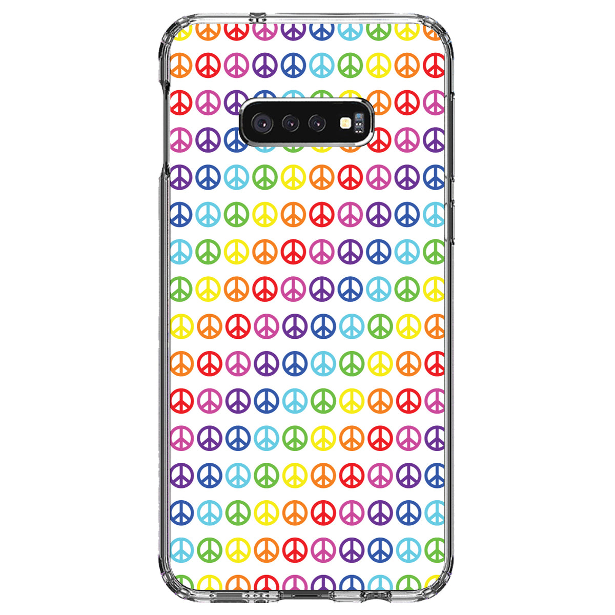 White Rainbow Peace Signs Clear Shockproof iPhone Case, view 18