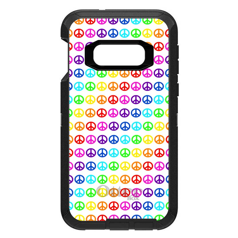 White Rainbow Peace Signs OtterBox Defender Case for iPhone & Galaxy, view 10