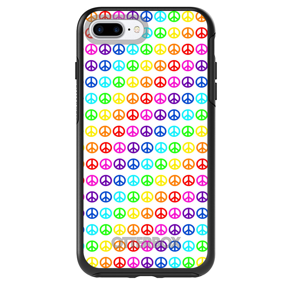White Rainbow Peace Signs OtterBox Symmetry Case for iPhone & Galaxy, view 2