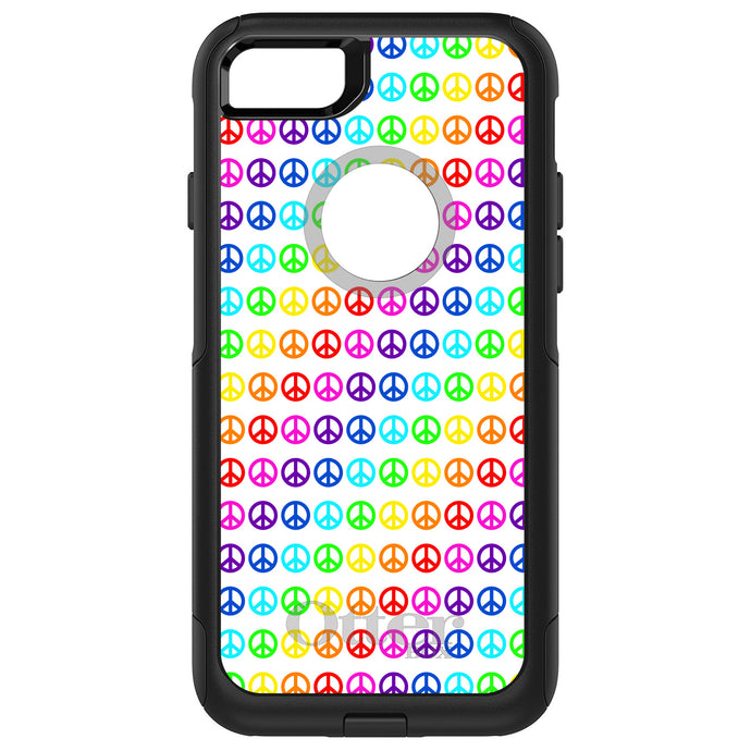 DistinctInk OtterBox Commuter Series Case for Apple iPhone or Samsung Galaxy - White Rainbow Peace Signs