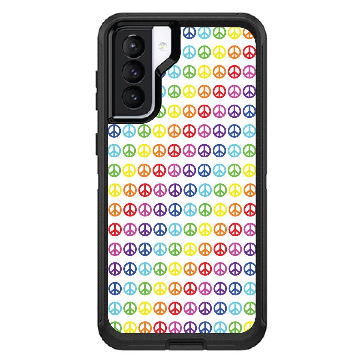 White Rainbow Peace Signs OtterBox Defender Case for iPhone & Galaxy, view 5